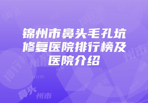 锦州市鼻头毛孔坑修复医院排行榜及医院介绍