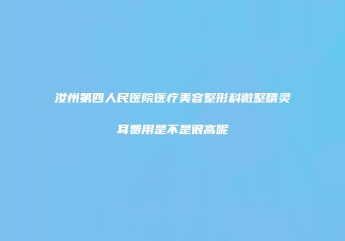 汝州第四人民医院医疗美容整形科微整精灵耳费用是不是很高呢