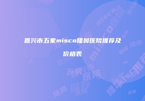 嘉兴市五家misco隆鼻医院推荐及价格表
