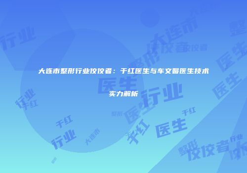 大连市整形行业佼佼者：于红医生与车文馨医生技术实力解析