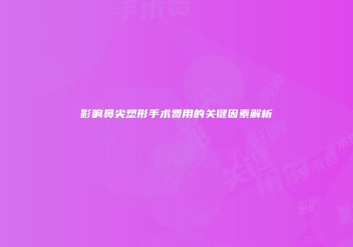 影响鼻尖塑形手术费用的关键因素解析