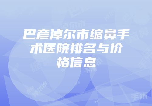 巴彦淖尔市缩鼻手术医院排名与价格信息