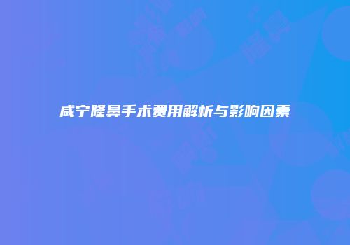 咸宁隆鼻手术费用解析与影响因素