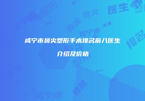 咸宁市鼻尖塑形手术排名前八医生介绍及价格