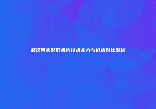 武汉两家整形机构技术实力与价格对比解析