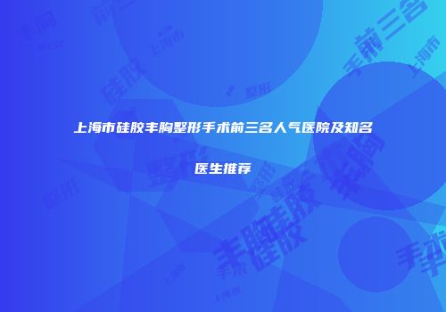 上海市硅胶丰胸整形手术前三名人气医院及知名医生推荐