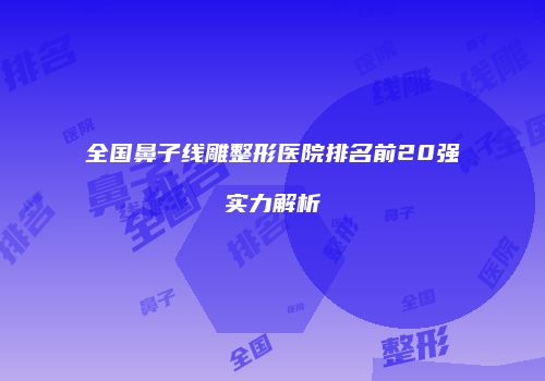 全国鼻子线雕整形医院排名前20强实力解析
