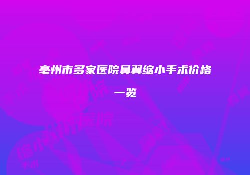 亳州市多家医院鼻翼缩小手术价格一览