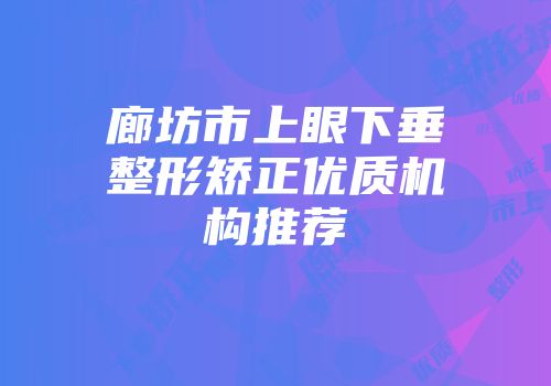 廊坊市上眼下垂整形矫正优质机构推荐