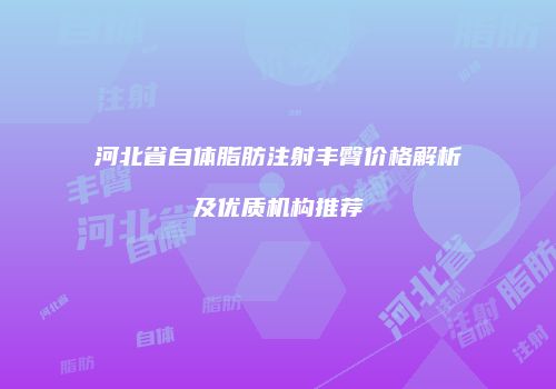河北省自体脂肪注射丰臀价格解析及优质机构推荐
