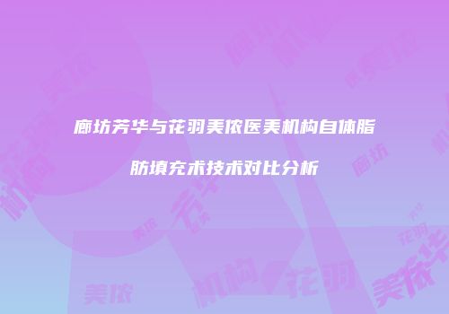廊坊芳华与花羽美侬医美机构自体脂肪填充术技术对比分析