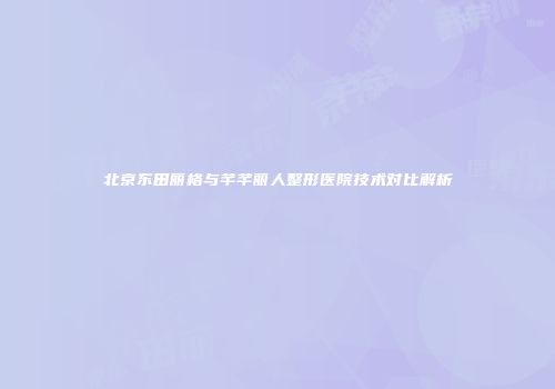 北京东田丽格与芊芊丽人整形医院技术对比解析
