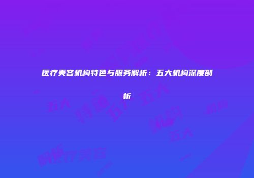 医疗美容机构特色与服务解析：五大机构深度剖析