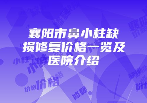 襄阳市鼻小柱缺损修复价格一览及医院介绍