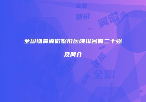 全国缩鼻翼微整形医院排名前二十强及简介