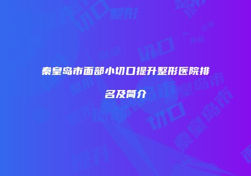 秦皇岛市面部小切口提升整形医院排名及简介