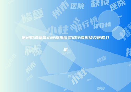 沧州市修复鼻小柱缺损医院排行榜揭晓及医院介绍
