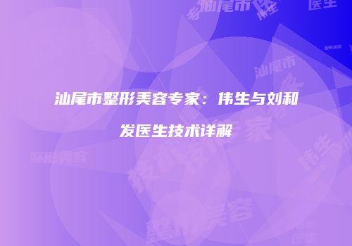 汕尾市整形美容专家：伟生与刘和发医生技术详解