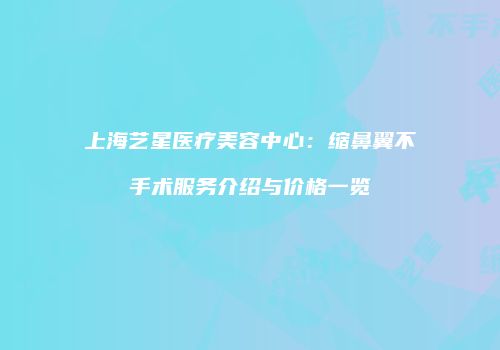 上海艺星医疗美容中心：缩鼻翼不手术服务介绍与价格一览