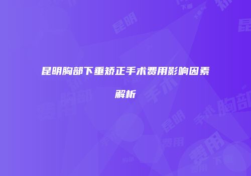 昆明胸部下垂矫正手术费用影响因素解析