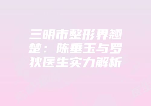 三明市整形界翘楚：陈垂玉与罗狄医生实力解析