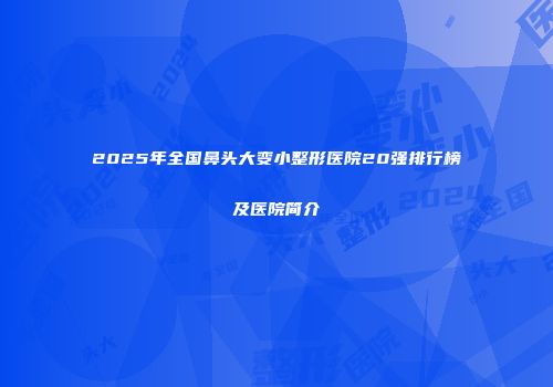 2025年全国鼻头大变小整形医院20强排行榜及医院简介
