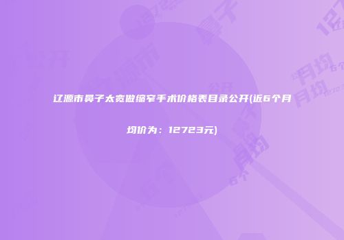辽源市鼻子太宽做缩窄手术价格表目录公开(近6个月均价为：12723元)