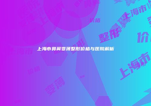 上海市鼻翼变薄整形价格与医院解析