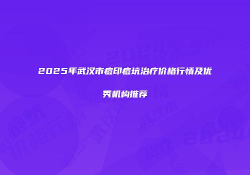2025年武汉市痘印痘坑治疗价格行情及优秀机构推荐