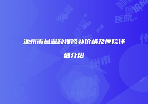 池州市鼻翼缺损修补价格及医院详细介绍