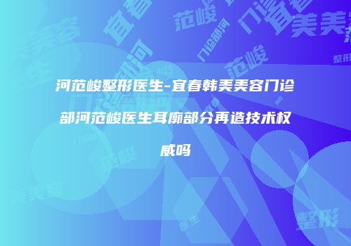 河范峻整形医生-宜春韩美美容门诊部河范峻医生耳廓部分再造技术权威吗