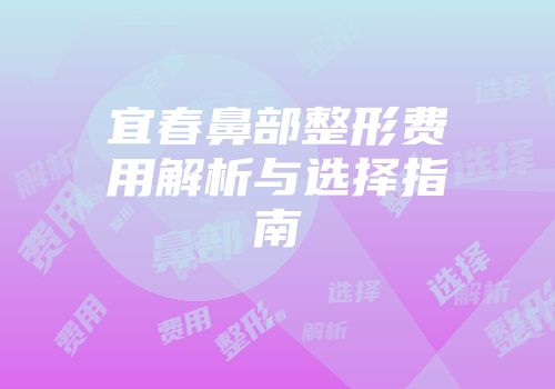 宜春鼻部整形费用解析与选择指南