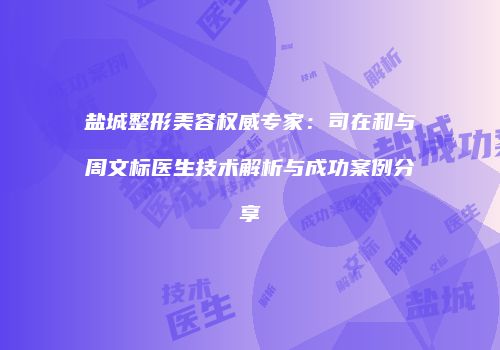 盐城整形美容权威专家：司在和与周文标医生技术解析与成功案例分享