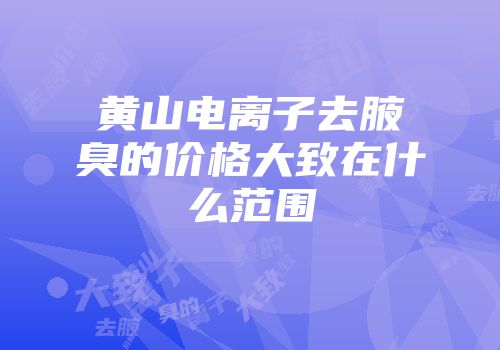 黄山电离子去腋臭的价格大致在什么范围