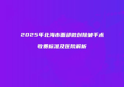 2025年北海市面部微创除皱手术收费标准及医院解析