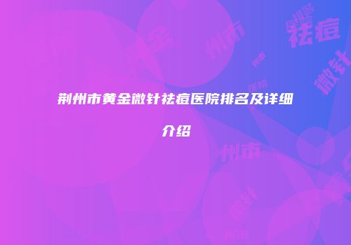 荆州市黄金微针祛痘医院排名及详细介绍