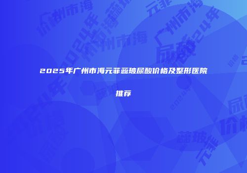 2025年广州市海元菲蕊玻尿酸价格及整形医院推荐