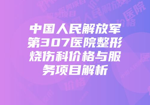 中国人民解放军第307医院整形烧伤科价格与服务项目解析
