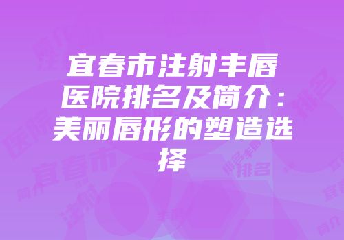宜春市注射丰唇医院排名及简介：美丽唇形的塑造选择