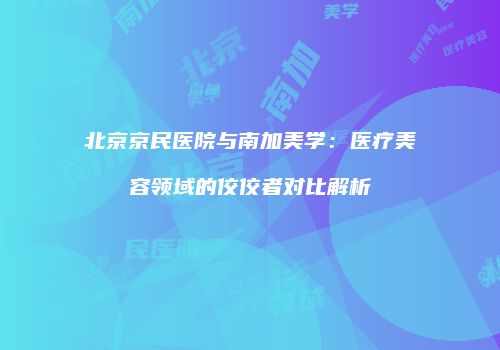 北京京民医院与南加美学：医疗美容领域的佼佼者对比解析