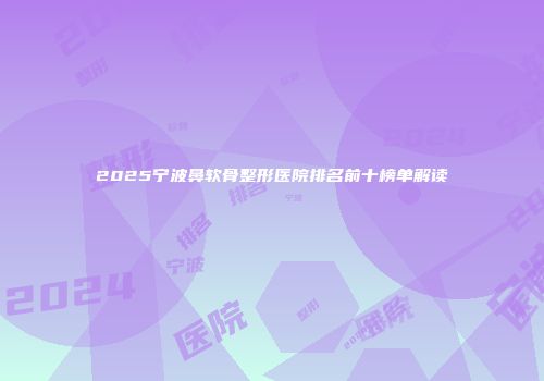 2025宁波鼻软骨整形医院排名前十榜单解读