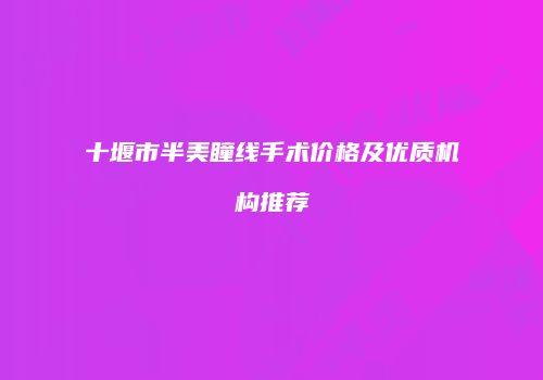 十堰市半美瞳线手术价格及优质机构推荐