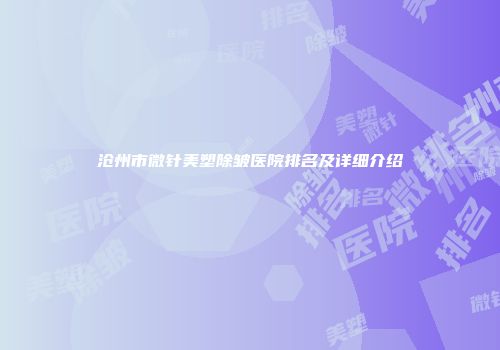 沧州市微针美塑除皱医院排名及详细介绍