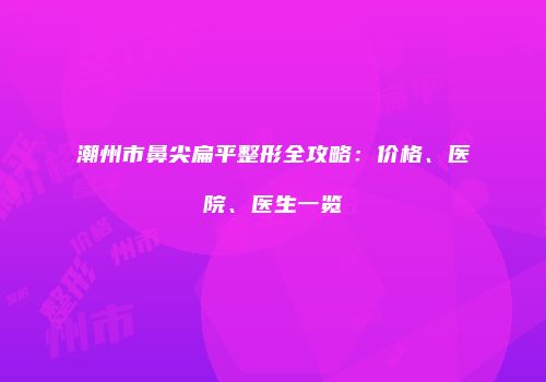 潮州市鼻尖扁平整形全攻略：价格、医院、医生一览