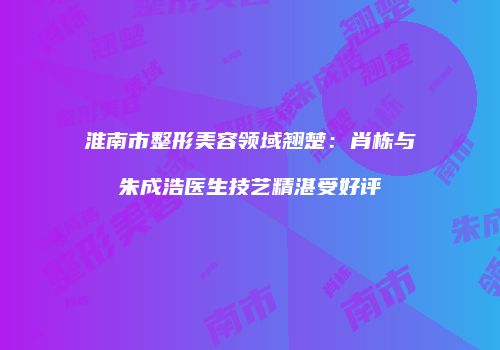淮南市整形美容领域翘楚：肖栋与朱成浩医生技艺精湛受好评