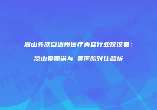 凉山彝族自治州医疗美容行业佼佼者：凉山爱丽诺与玥美医院对比解析