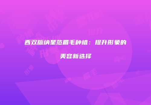 西双版纳星范眉毛种植：提升形象的美容新选择
