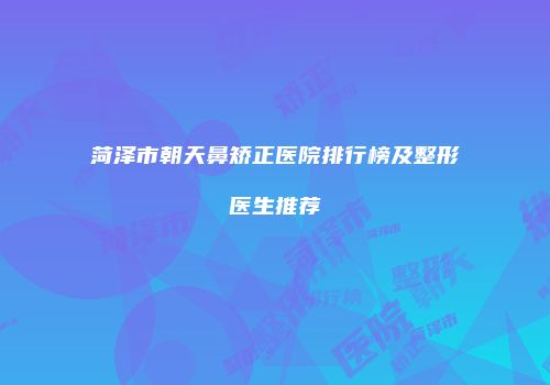 菏泽市朝天鼻矫正医院排行榜及整形医生推荐