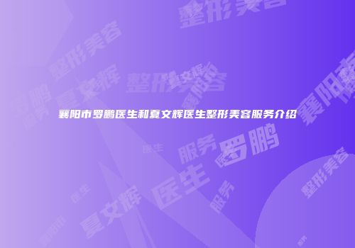 襄阳市罗鹏医生和夏文辉医生整形美容服务介绍