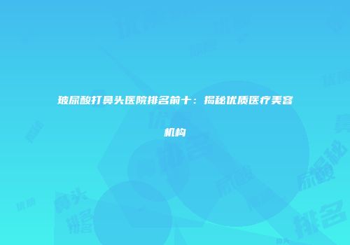 玻尿酸打鼻头医院排名前十：揭秘优质医疗美容机构
